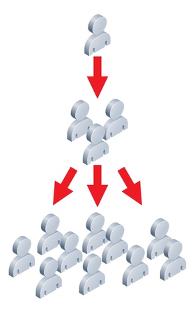 Concept for for viral marketing or internet trend spreading to lots of people.のイラスト素材