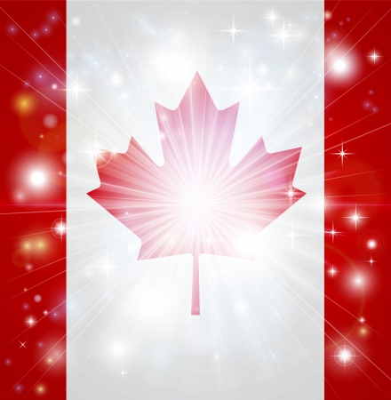 Flag of Canada background with pyrotechnic or light burst and copy space in the centreのイラスト素材