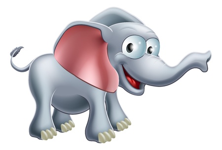 An illustration of a cute happy smiling cartoon elephantのイラスト素材
