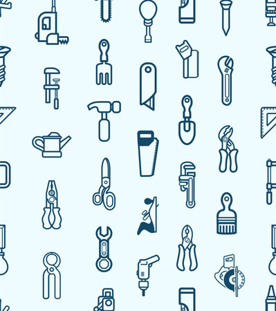 A seamlessly tiling background texture with lots of different toolsのイラスト素材