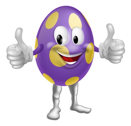 An illustration of a happy fun cartoon Easter egg mascot character doing a thumbs upのイラスト素材