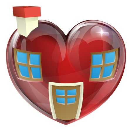 A heart shaped house concept, concept for finding the perfect house or home. Useful for any real estate or estate agent related useのイラスト素材