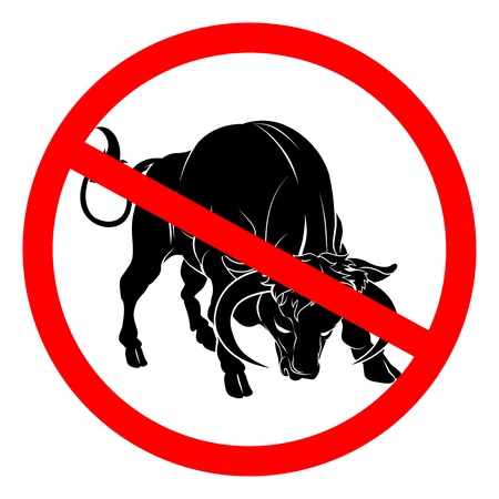 A sign with a bull with red circle and line through it   Signifying truth telling, no bullのイラスト素材