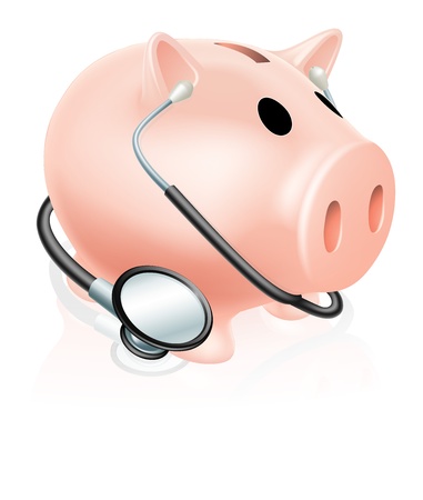 Stethoscope piggy bank concept illustration, concept for healthcare related finances or taking a financial health checkのイラスト素材