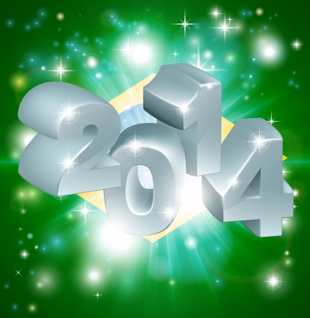 Flag of Brazil 2014 background. New Year or similar conceptのイラスト素材