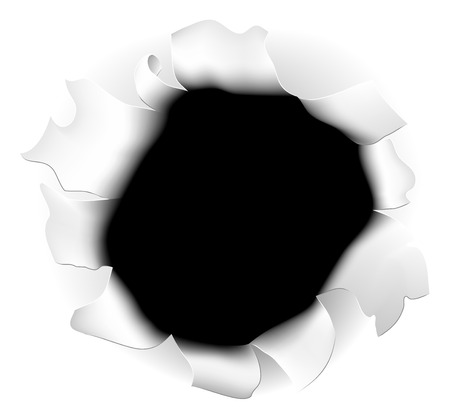 An illustration of a ripped hole in  the white background paperのイラスト素材