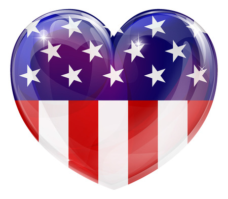 American flag love heart conceprt with the American flag in a heart shapeのイラスト素材