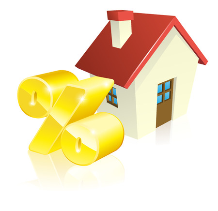 House percentage mortgage concept of house and gold percent signのイラスト素材
