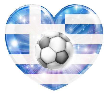 Greece soccer football ball flag love heart concept with the Greek flag in a heart shape and a soccer ball flying out
のイラスト素材