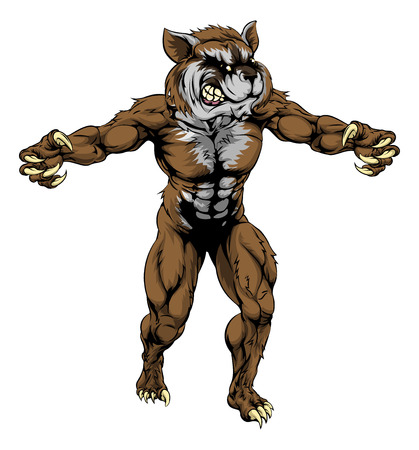 An illustration of a Raccoon scary sports mascot with claws outのイラスト素材
