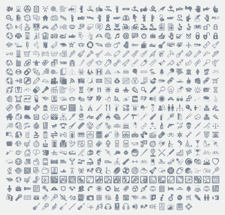 An icon set of many hundred top quality icons including tools, web, sports, hands and office icons plus many many moreのイラスト素材