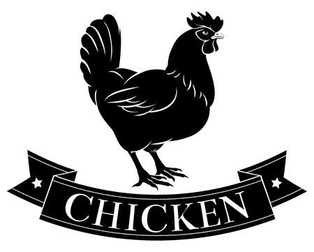 Chicken food icon of a chicken and banner reading chickenのイラスト素材