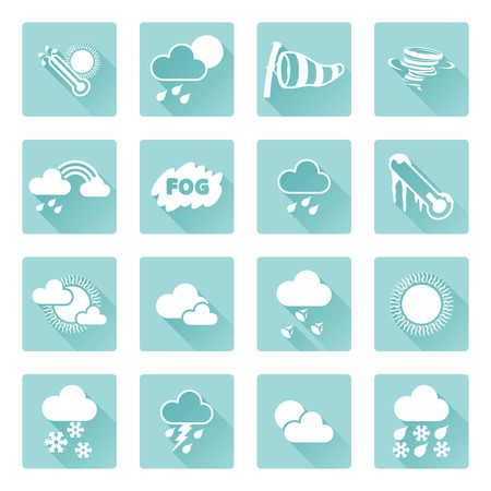Weather icon set for weather forecasting apps or similar in modern flat shadow styleのイラスト素材