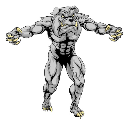 An illustration of a Bulldog scary sports mascot with claws outのイラスト素材