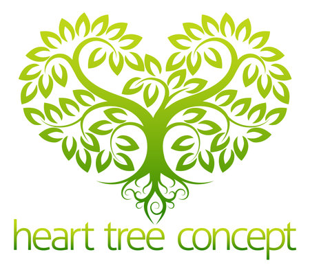 An abstract illustration of a tree growing in the shape of a heart concept design