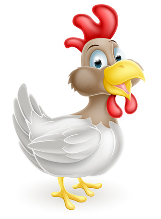 An illustration of a cute happy cartoon chicken birdのイラスト素材