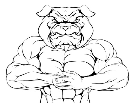 Bulldog mascot character or sports mascot ready for a fightのイラスト素材