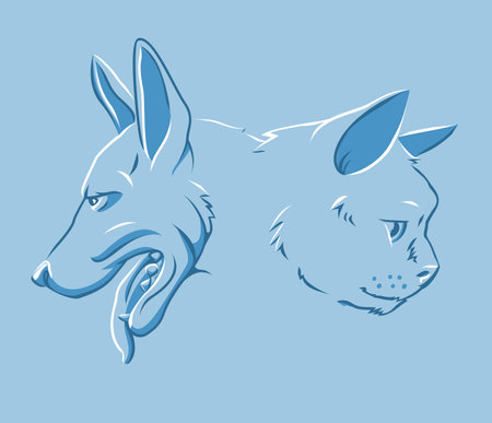 Cat and dog abstract concept of pet cat and dog facesのイラスト素材