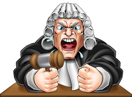 An illustration of an angry judge cartoon characterのイラスト素材
