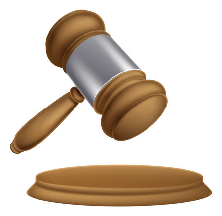 An illustration of a wooden judges court or auction sale gavelのイラスト素材