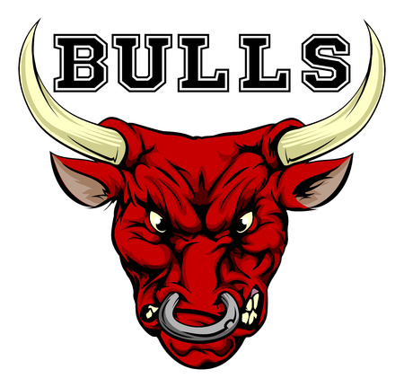 An illustration of a bull sports mascot head with the word bullsのイラスト素材