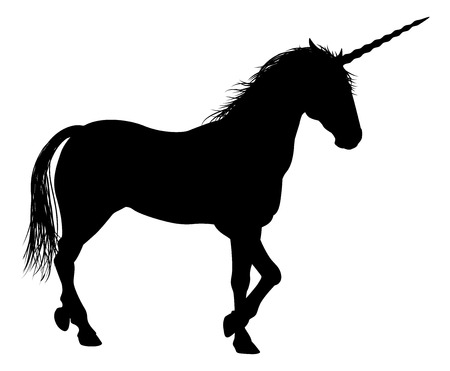 Unicorn mythical horse in silhouetteのイラスト素材