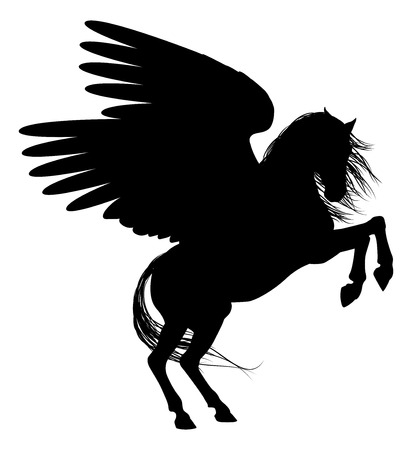 Pegasus mythical winged horse in Silhouetteのイラスト素材