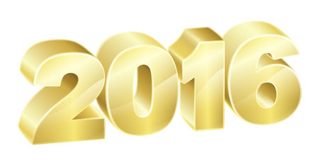 2016 in 3D gold text. New Years concept or relating to anything exciting in 2016.のイラスト素材