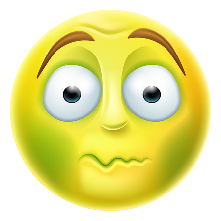 Sick looking green emoji emoticon nauseated or about to vomitのイラスト素材