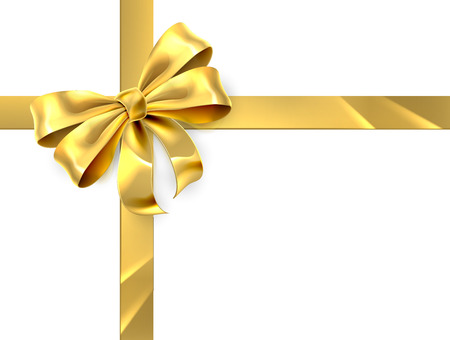 Christmas, birthday or other gift gold golden ribbon and bow wrapping backgroundのイラスト素材