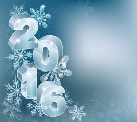 Blue silver 2016 and abstract snowflakes and swirls ornament decorations Christmas or New Year design background.のイラスト素材