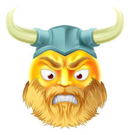 A viking emoji emoticon smiley face character looking very angryのイラスト素材
