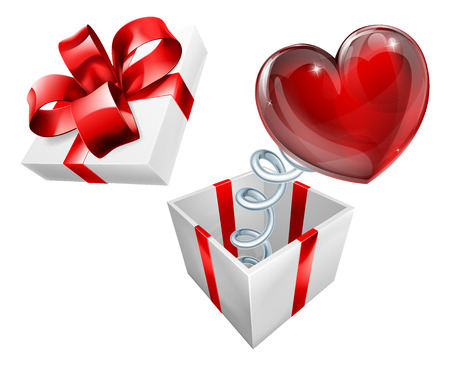 A jack in the box with a heart sign symbol jumping out on a springのイラスト素材