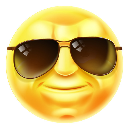A cool looking emoji emoticon smiley face character with sunglasses onのイラスト素材