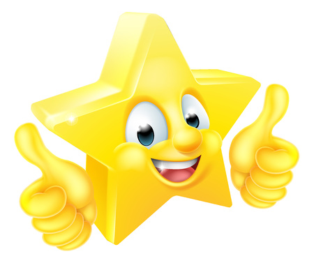 Cartoon star emoji emoticon mascot character giving thumbs upのイラスト素材