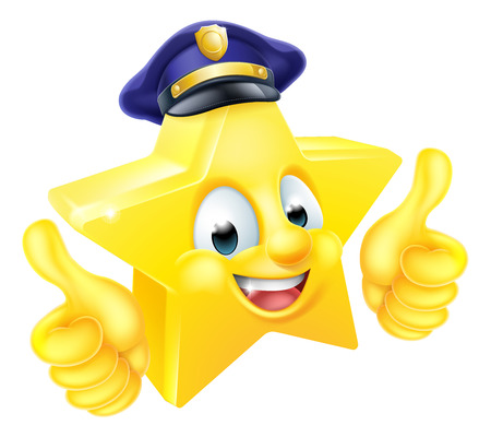 Cartoon star police emoji emoticon mascot character giving a thumbs upのイラスト素材