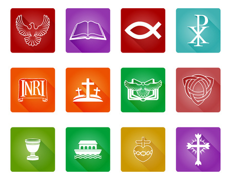 A set of Christian religious icons and symbolsのイラスト素材