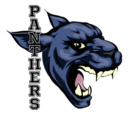 An illustration of a cartoon panther sports team mascot with the text Panthersのイラスト素材