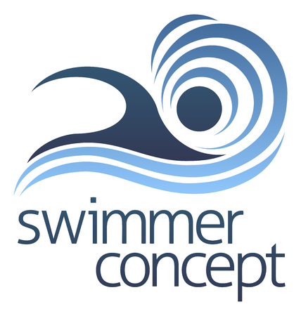 An abstract icon of a swimmer swimming in the waterのイラスト素材