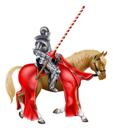 A medieval knight in armour holding a lance ready for a jousting tournamentのイラスト素材