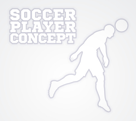 A stylised illustration of a soccer football player in silhouette heading the ballのイラスト素材