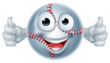 A happy cartoon softball or basketball ball man mascot character doing a double thumbs upのイラスト素材