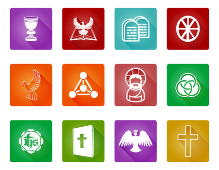 A set of Christian religious icons and symbolsのイラスト素材