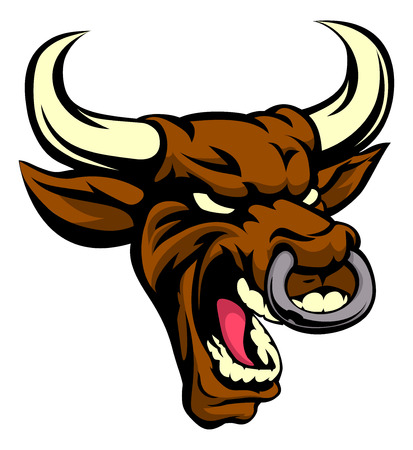 An illustration of a bull animal mean sports mascot headのイラスト素材