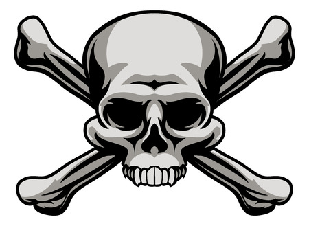 A skull and crossbones illustration like a pirates jolly roger sign or poison warning iconのイラスト素材