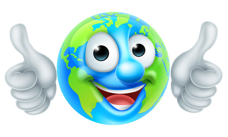 A world earth day mascot globe cartoon character giving thumbs upのイラスト素材