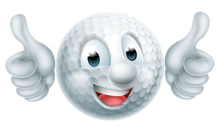 Golf ball man mascot character doing a double thumbs upのイラスト素材