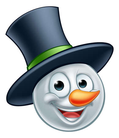 A snowman Christmas emoticon Emoji wearing a top hatのイラスト素材
