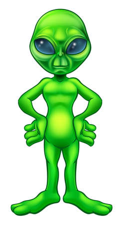 A little green man alien cartoon characterのイラスト素材