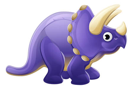 A cute cartoon dinosaur Triceratops characterのイラスト素材